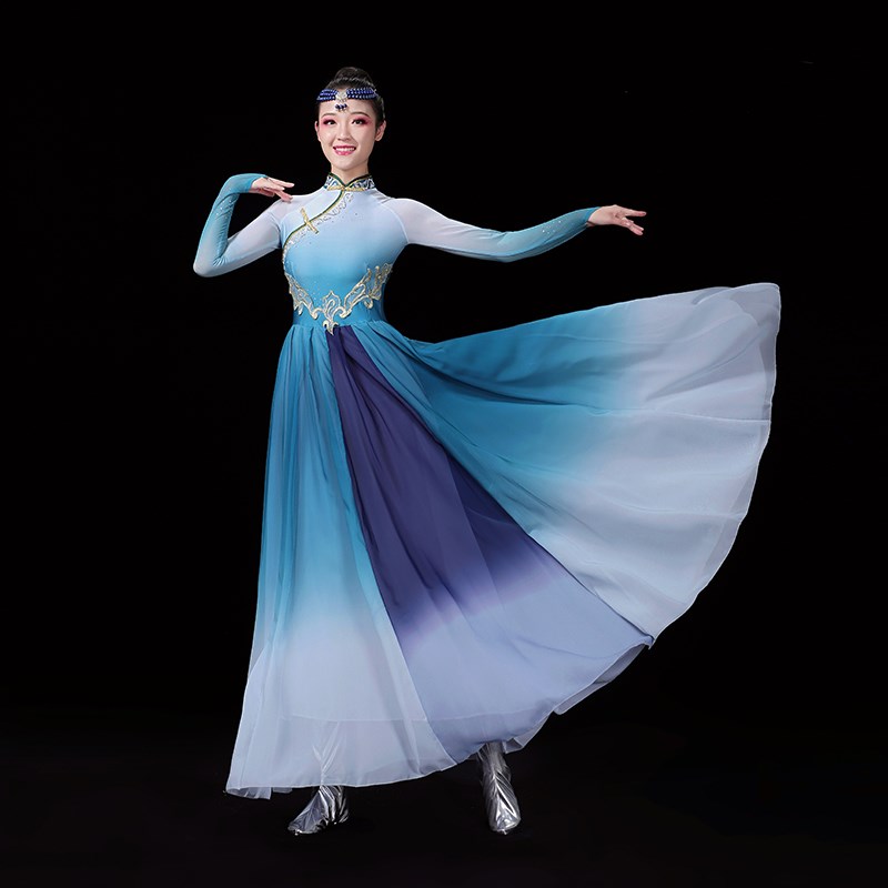 蒙古舞蹈b演出服蒙古舞练习裙艺考大摆裙蒙古袍蒙族服装女成人套
