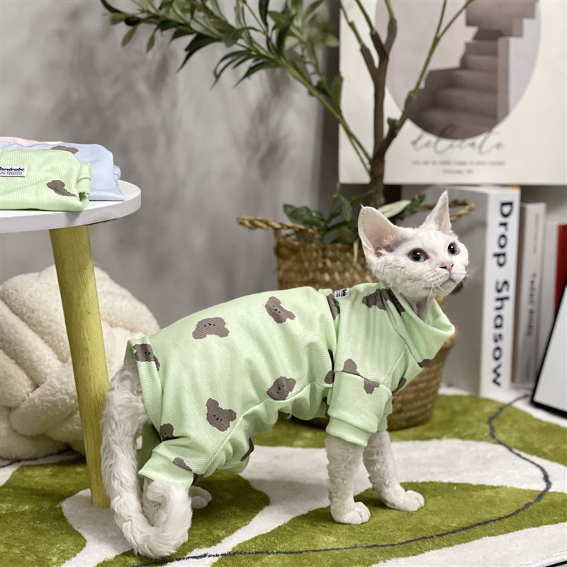 极速无毛猫衣服j春夏四脚高领矮脚可爱薄款打底柔软弹力透气德文图片