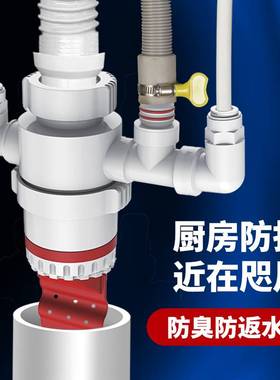 极速万康下水50管道p排水管三通水槽菜盆下水器防臭下水管配件接