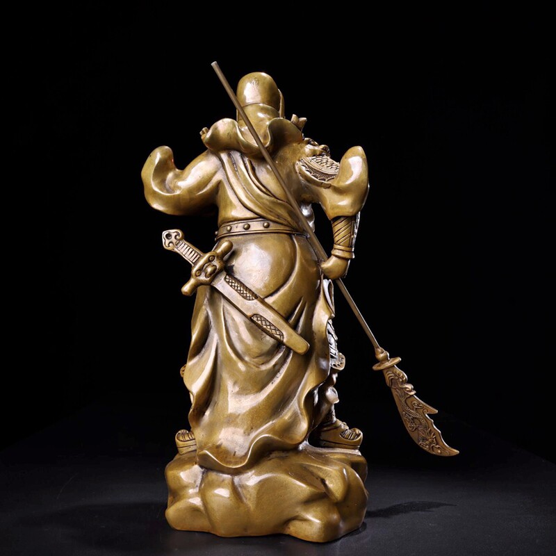 极速古玩收藏复古纯铜o立刀武财神关公铜像神像关羽关二爷神像家