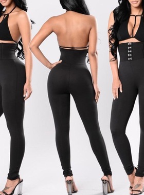 极速High Waigst Buckle Leggings Women  Sexy Slim Elegant Pus
