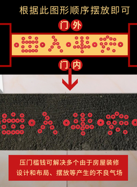 新品朱砂五帝钱压门槛真品套装平安入G户专用进过门石下压铜钱摆