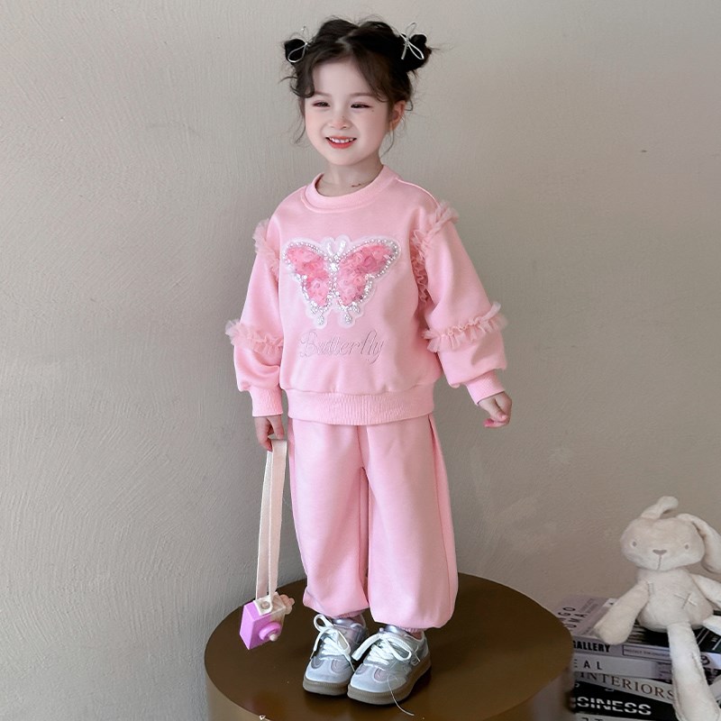 女童春装a套装2025新款儿童洋气时髦小女孩春季运动宝宝卫衣两件