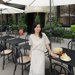 尔尔小个子法式 夏新 浪漫蕾丝套装 裙两件套女J甜美上衣半身裙套装