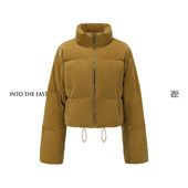 Into The East己印琥珀棕丝绒立领羽绒服