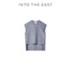Into The East己印灰色圆领纽扣边设计马甲