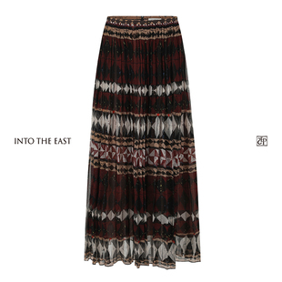 Into The East己印桑蚕丝几何纱半裙