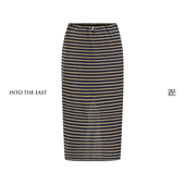 Into The East己印棕蓝条纹直筒半裙