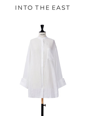 Into The East己印白色空气感苎麻衬衫