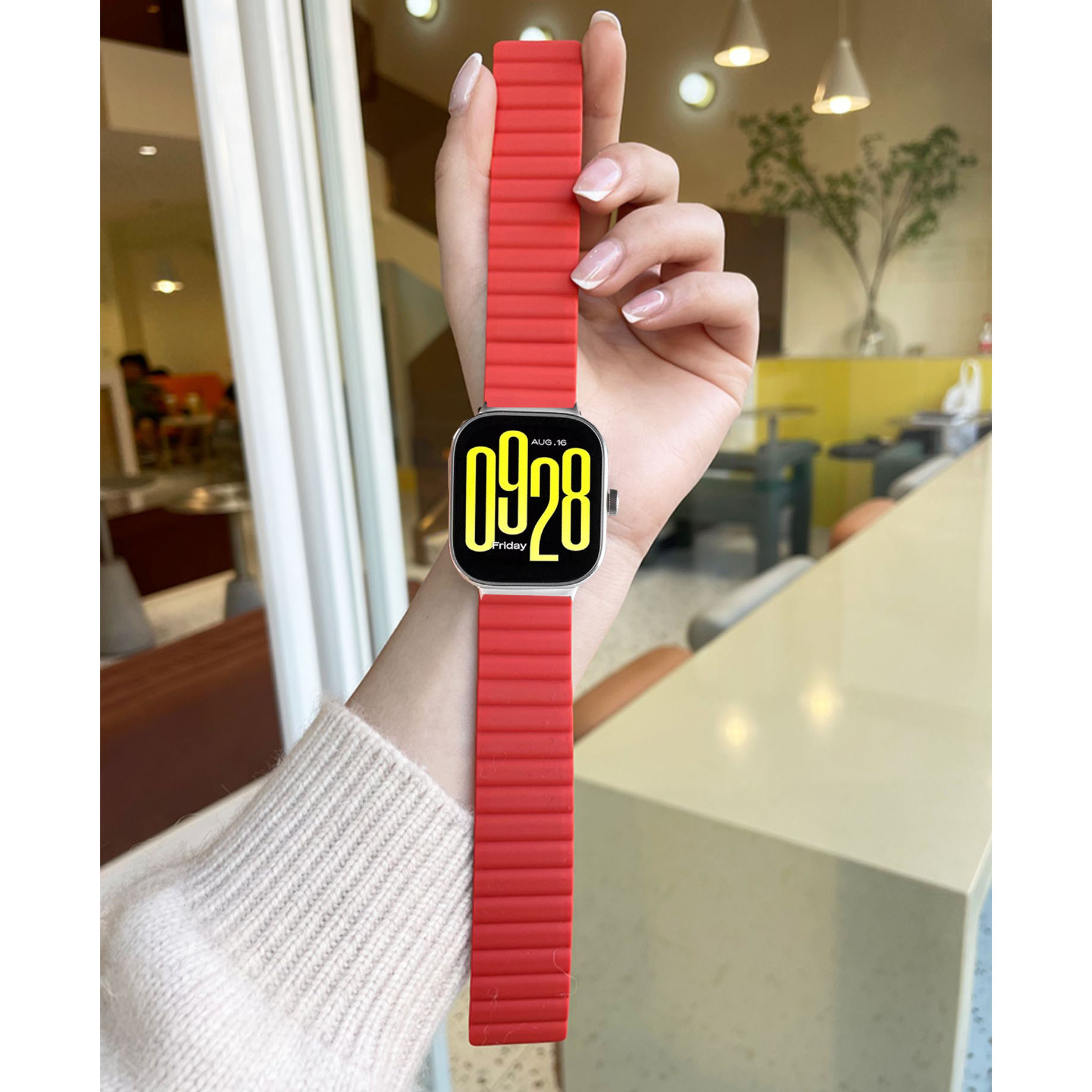 幺诺适用红米redmi watch6/5新年橘红表带小米watch硅胶磁吸防水运动小米手环9/8pro男女生三四五代青春腕带