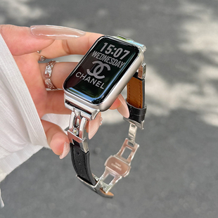 走珠滑梯拼皮蝴蝶扣小米手环9 4代表带新款 8pro时尚 轻奢感小香风款 适用于红米redmi 替换腕带男女生款 watch5