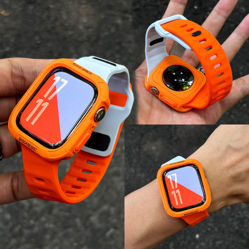 不规则斜切】适用苹果S11手表iwatch10趣味表带applewatchs9东倒西歪硅胶S8创意保护壳Ultra男女SE3防水运动