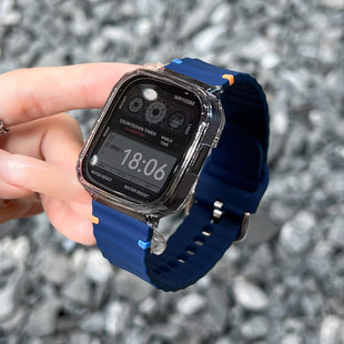 手表带海洋硅胶针扣配个性 PC透明壳小米Redmmi watch3 适用红米redmi 1代防水运动3青春版 4新款 男女 watch5