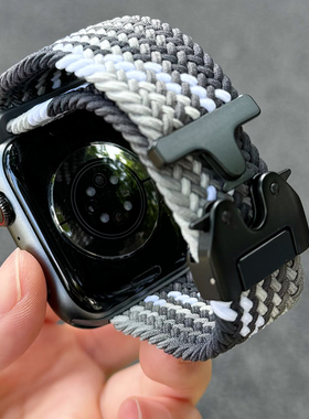 适用红米redmi watch6/5代表带高级时尚弹扣小米手环9/8pro新款机器人降落伞编织弹力4青春版lite运动替换带