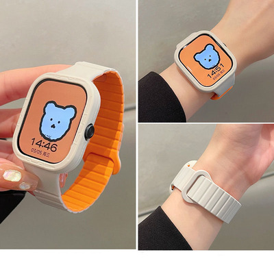适用小米redmi watch5一体回扣硅胶磁吸表带红米Redmi watch5/4新款时尚个性配同款防摔软保护表壳防水腕带