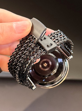 幺诺适用华为手表GT5/4磁吸卡扣VVV纹镂空表带watch5pro不锈钢GT3pro钢带夏小米S4透气表链oppo运动GT2腕带