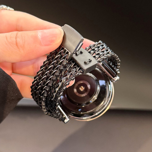 幺诺适用华为手表GT5/4磁吸卡扣VVV纹镂空表带watch5pro不锈钢GT3pro钢带夏小米S4透气表链oppo运动GT2腕带