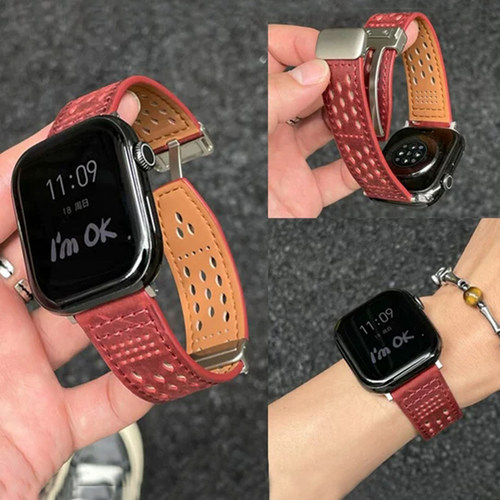 幺诺小米watch镂空疯马皮磁吸带