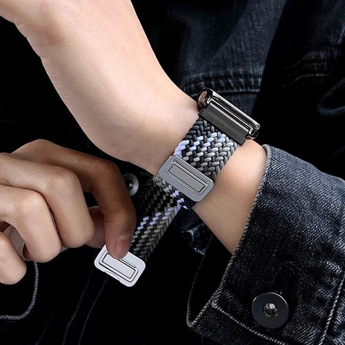 适用红米Redmi watch5/4代新款编织磁吸快拆表带watch3弹力炫彩黑3青春版lite小米手环9/8pro时尚弹力替换带