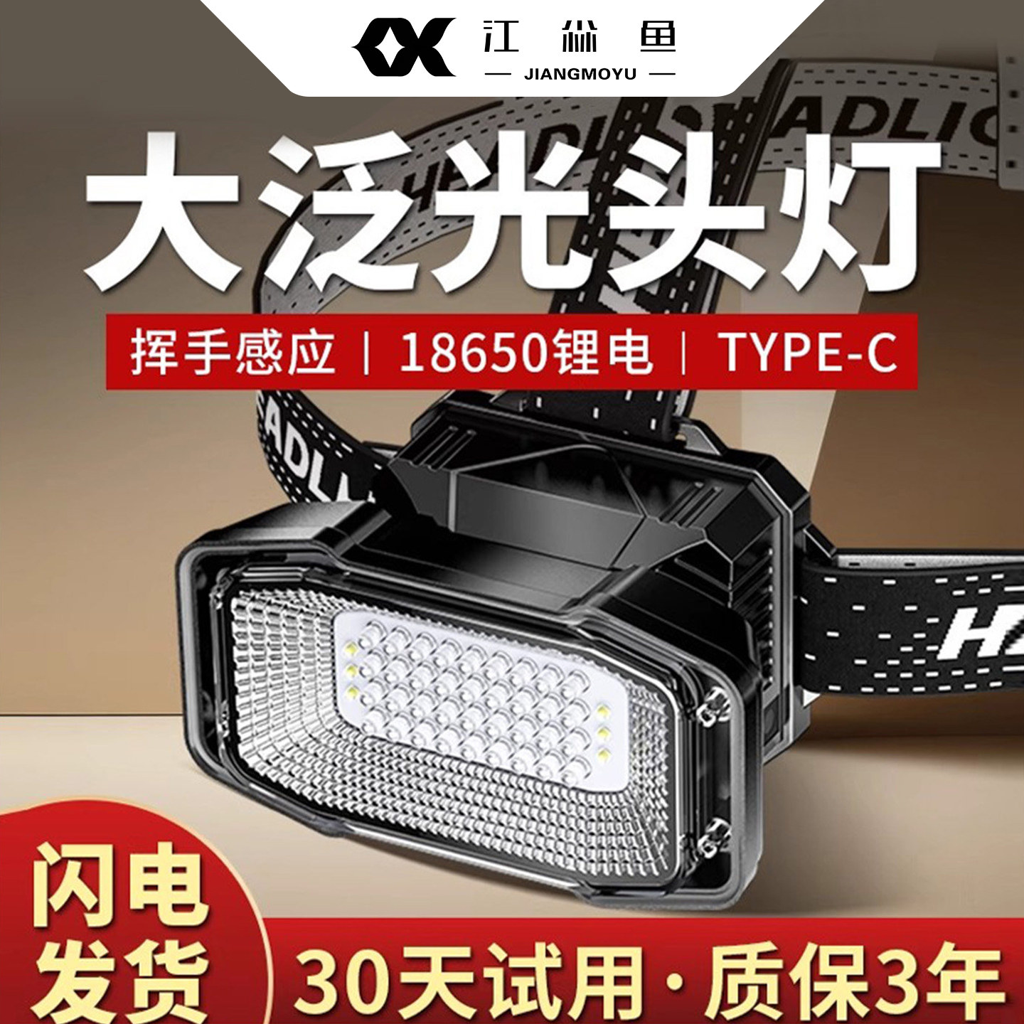 大泛光头灯强光充电超亮散光头戴式超长续航led户外工作钓鱼矿灯