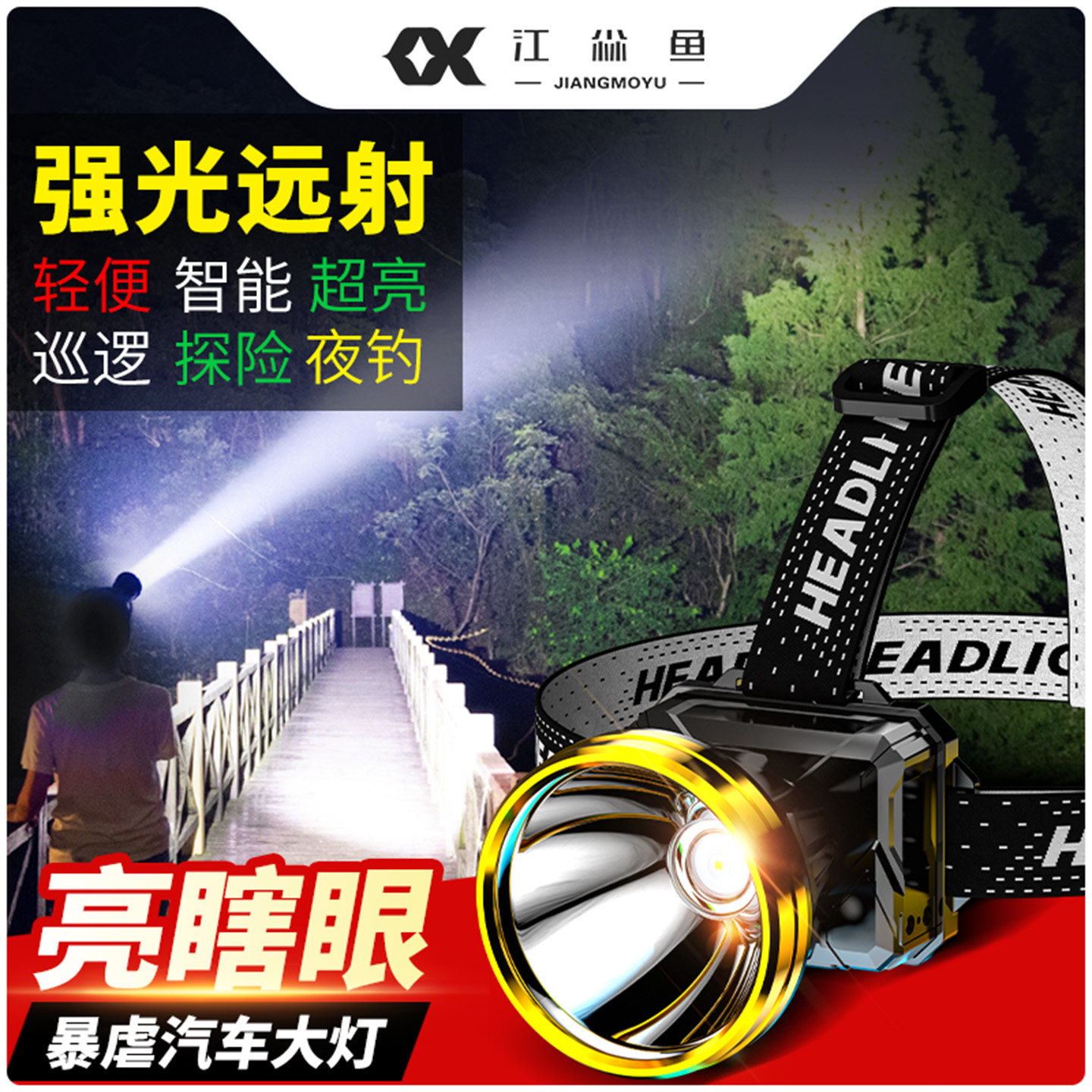 头灯2026新款强光超亮充电超长续航感应头戴式大功率户外野外照明