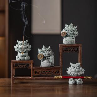 创意招财貔貅指定发财茶宠摆件中式元宝龙笔架香插客厅桌面装饰品