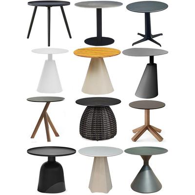 铝合金茶几边几沙发小圆几岩板柚木角几简约现代圆形铁艺茶几