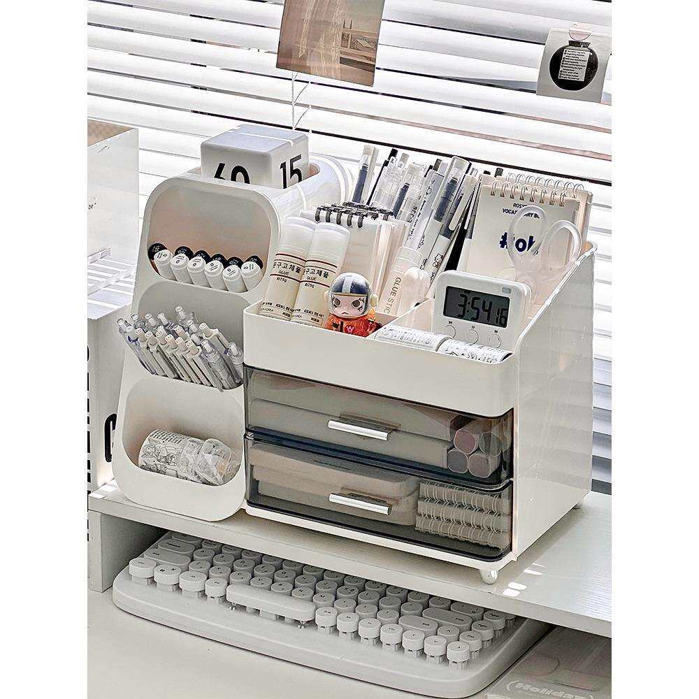 抽屉式桌面收纳盒学生办公室书桌文具杂物置物架大容量整理笔筒箱