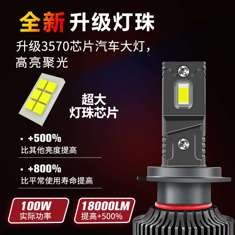 R8新设计V11汽车led大灯三色100W大功率前照灯6500K工厂现货直供