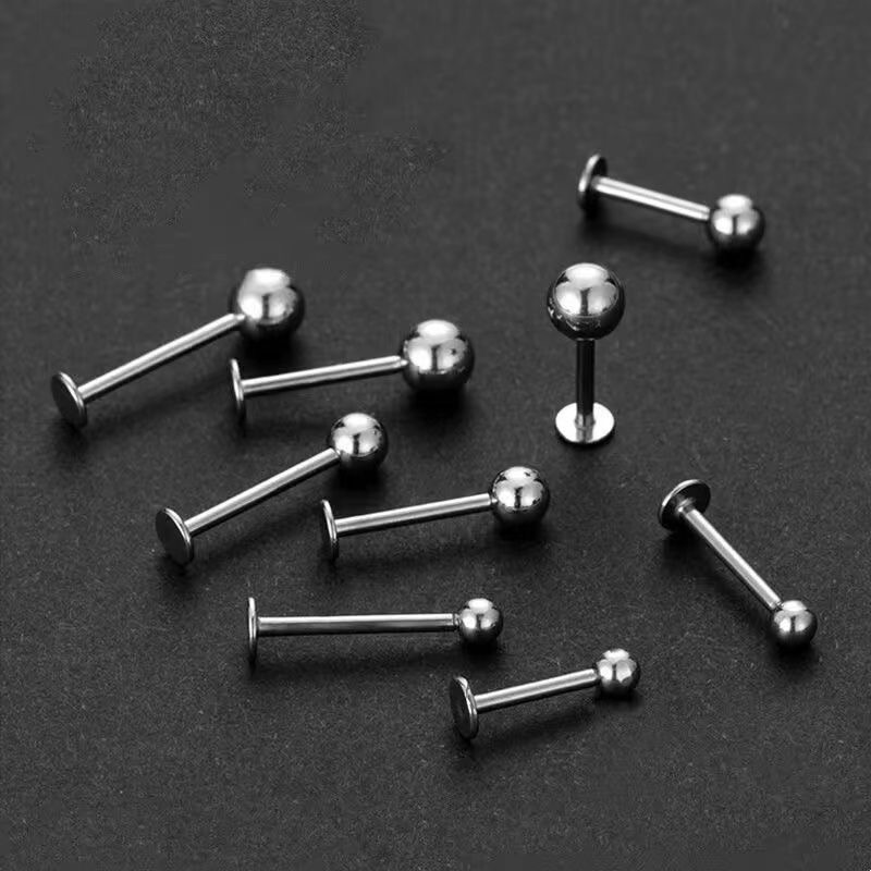 钛钢防过敏平底唇钉舌钉耳钉痣钉梨涡钉酒窝钉饰品时尚穿刺耳骨钉