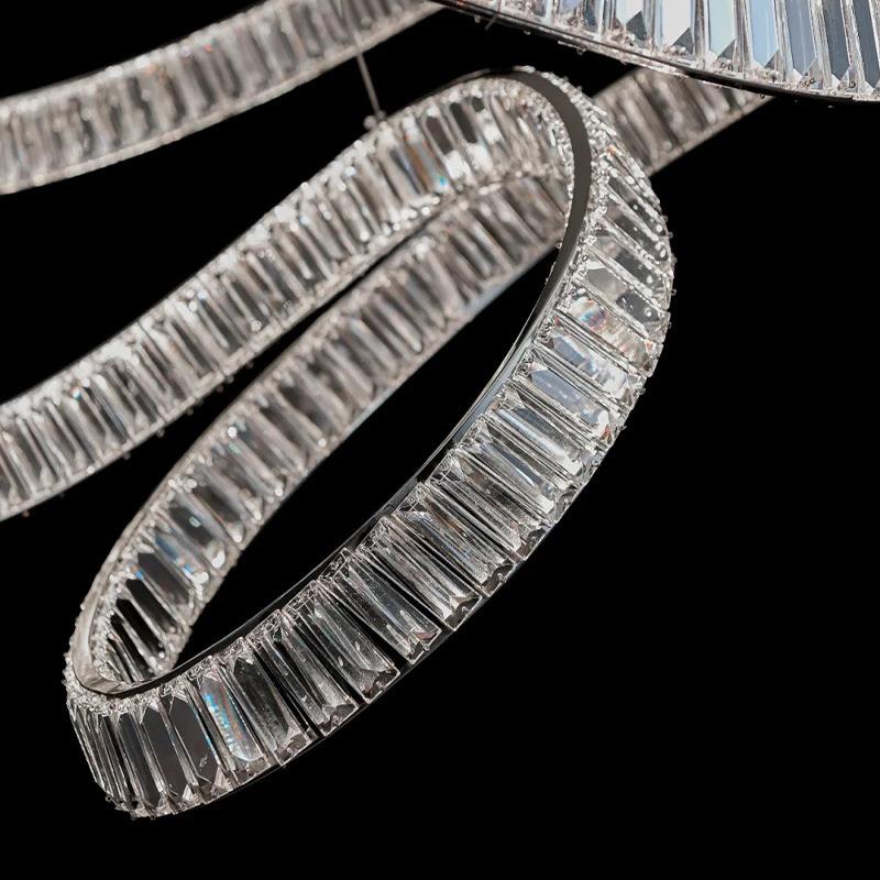 现代简约轻奢后现代款售楼部大厅楼梯间别墅客厅餐厅水晶飘带吊灯