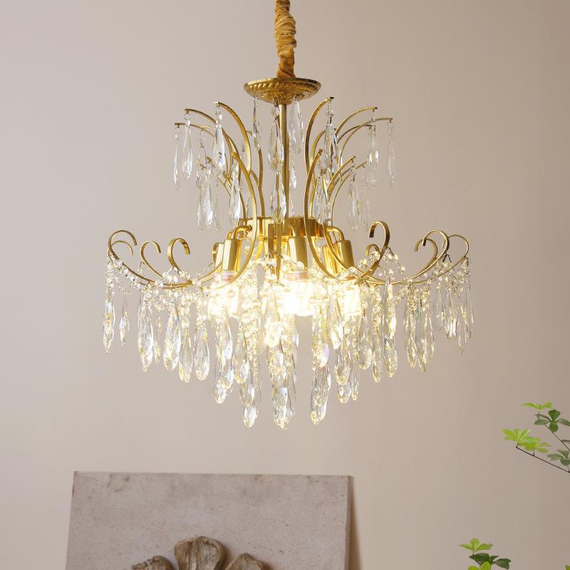 全光谱法式琥珀水晶吊灯家用客厅美式轻奢吊灯LED卧室餐厅灯具