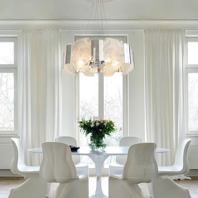 新款云雾玻璃吊灯 法式轻奢餐厅主灯设计师大气高级感卧室奶油风