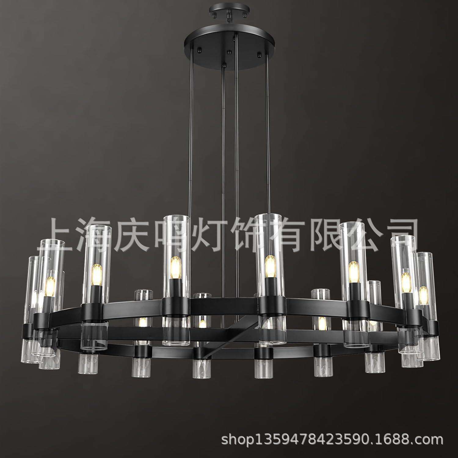 跨境亚马逊多头玻璃吊灯美式复古酒店大堂别墅餐厅酒吧复式楼灯具