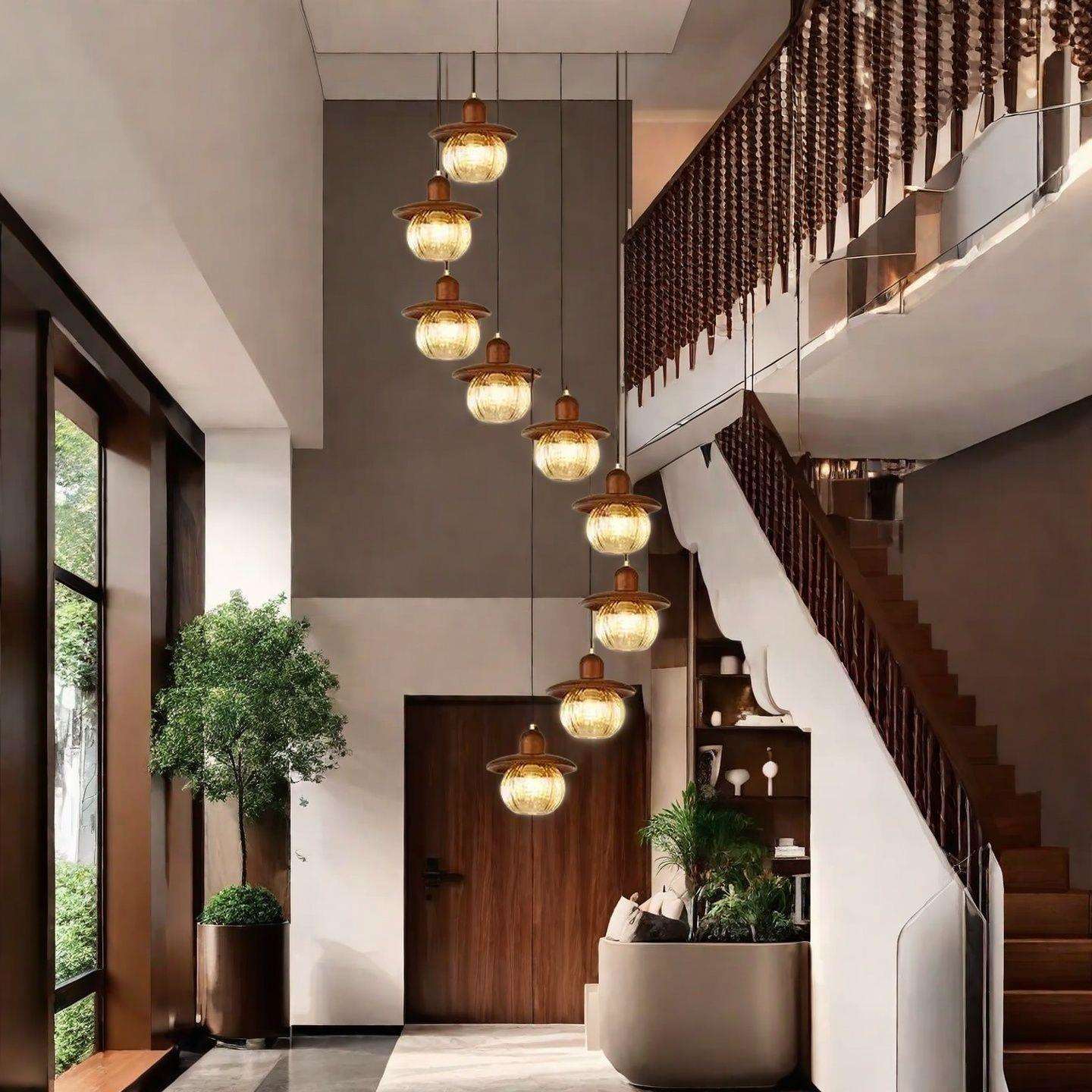 法式中古风楼梯吊灯loft美式复古客厅灯复式别墅挑空餐厅灯具