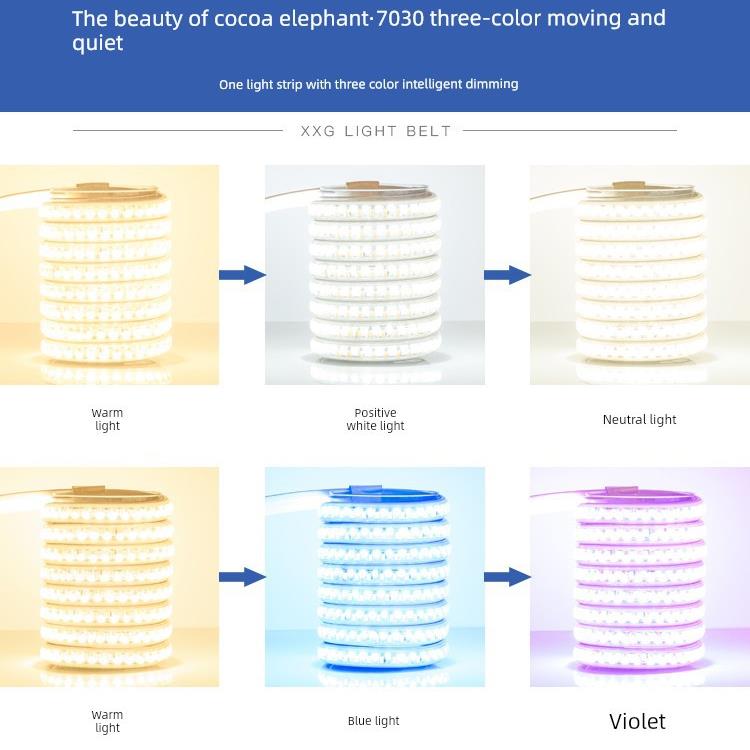 Led灯条客厅吊顶家用七彩变色线灯超亮防水灯条220V室外三色灯条