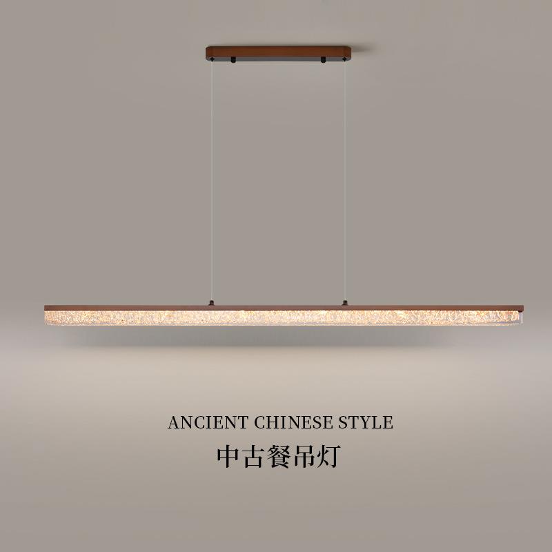新中式中古风长条一字树脂LED吊灯日式创意餐灯吊灯酒吧台吊灯具