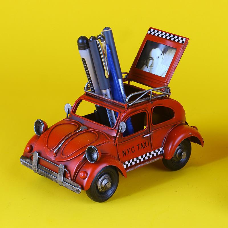 复古大众甲壳虫汽车模型摆件铁艺做旧酒吧店铺摆设道具家居摆饰品