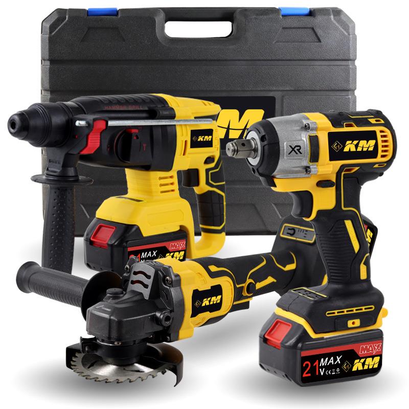 锂电无刷3件套工具电锤双用扳手大角磨机套装充电式 锂电工具