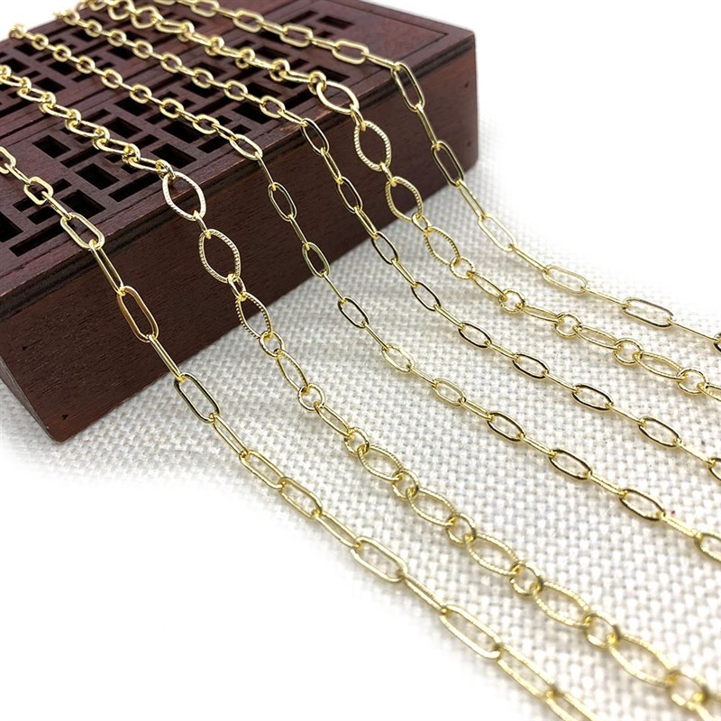 金属铜十字焊口麻花链条10m/卷椭圆形圆环挂件 DIY项链饰品配件