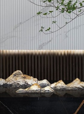 现代酒店透明树脂假山雕塑别墅高档会所前台摆件样板间艺术装饰品