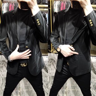 夹克 磨皮绒皮质欧货商务休闲西服男高级感外套2022新款 09春季 男士