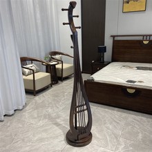 新中式衣帽架古典琵琶衣帽架加蓬乌金木挂L衣架实木禅意卧室衣帽