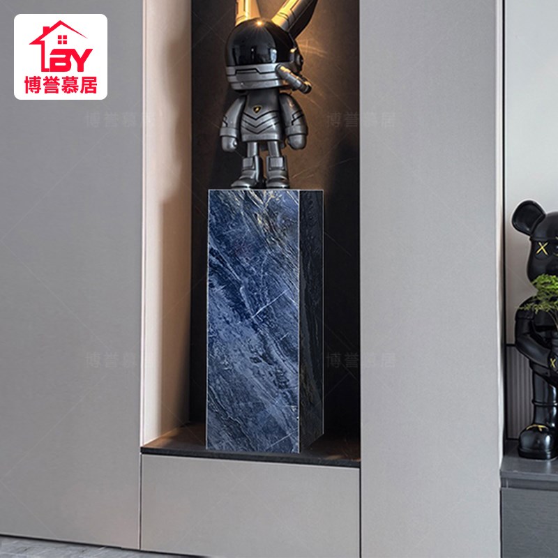 岩板立柱子大理石摆件底座展示摆台放宝可梦手办落地式客厅花架子