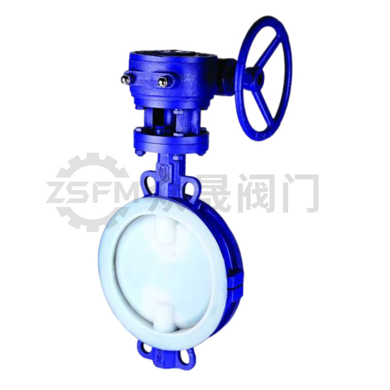 D371F46-10C/16C对夹衬氟蝶阀铸钢涡轮耐腐蚀耐V酸耐碱无机酸海水