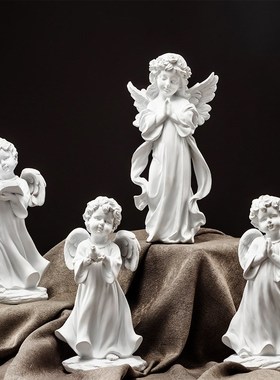 复古风祈祷天使摆件家居装饰物品树脂客厅L书柜摆设工艺品雕像摆