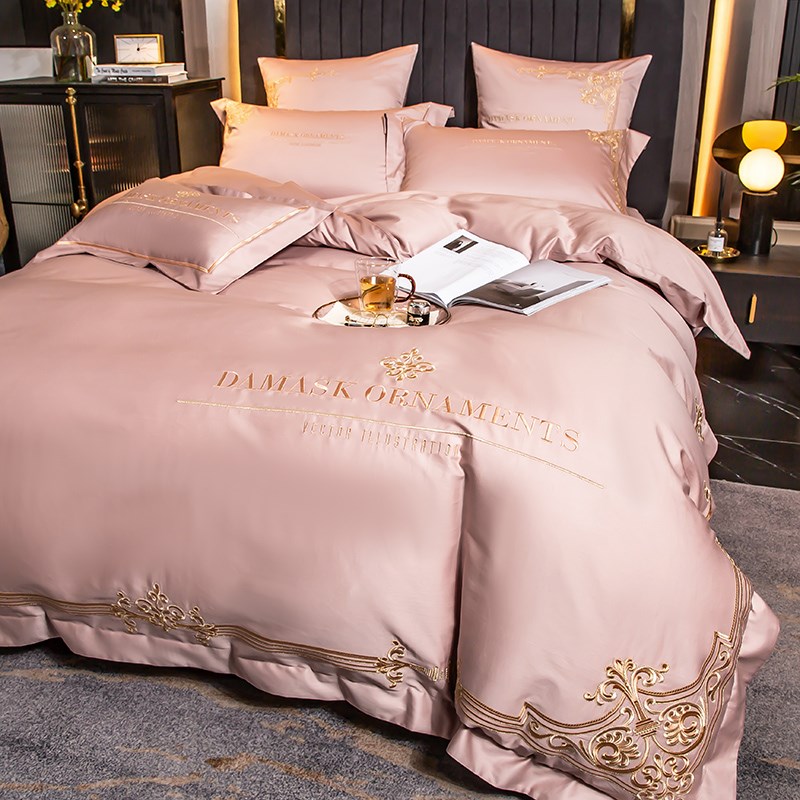 欧式高档奢华刺绣四件套纯棉全棉床单被套结婚送人礼喜庆床上用品