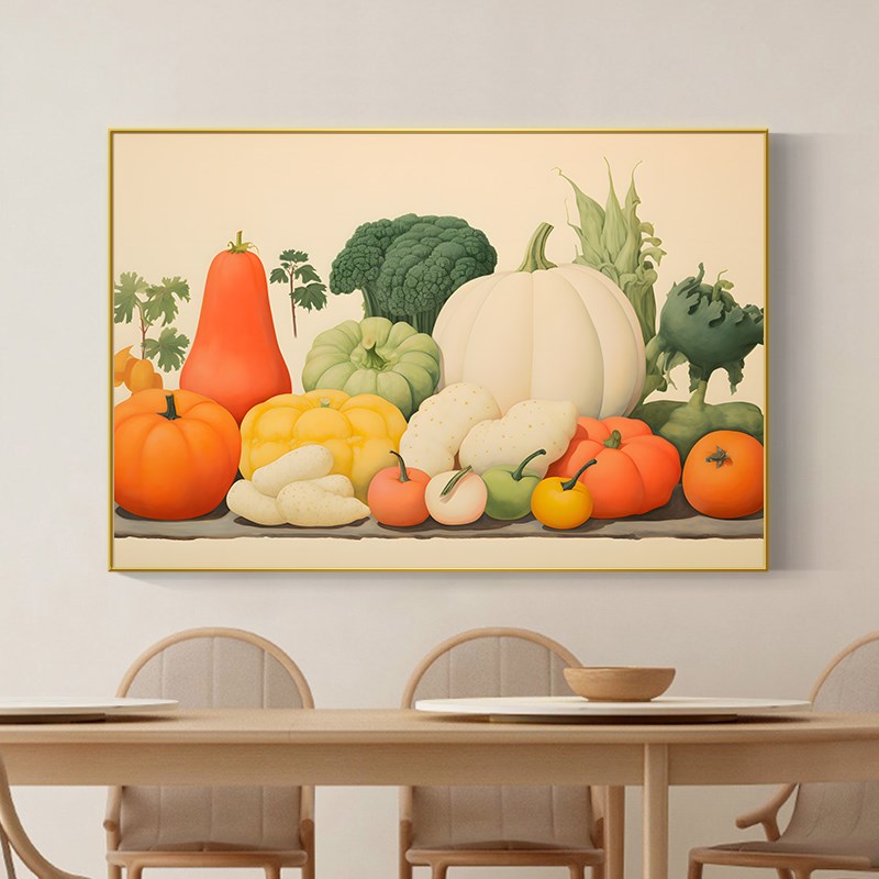 客厅餐厅挂画装饰画丰收图水果壁画摆H台现代艺术画大气公寓家居图片
