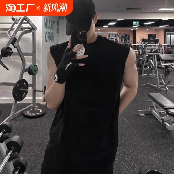 重磅不透坎肩纯棉背心男款秋冬季美式健身运动速干无袖t恤打底衫