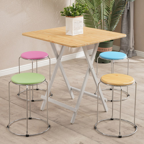 凳子家用餐桌凳现代简约圆凳塑料凳套凳培K训凳木面钢筋凳圆形凳